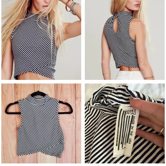 Free People Tops - Free People Black and White Asymmetrical Tank Top